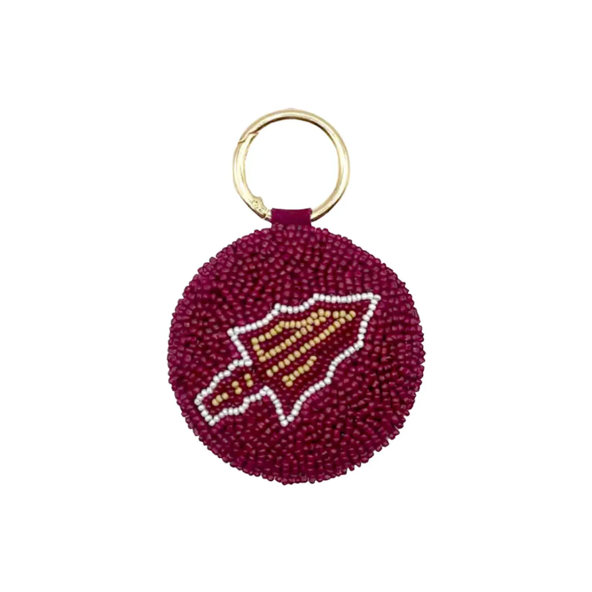 La Chic Arrowhead Beaded Keychain - Garnet