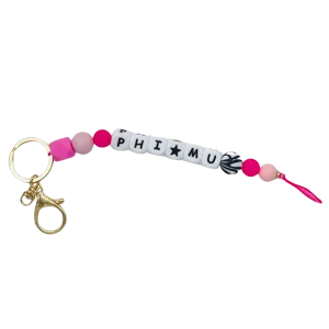 Silicone Beaded Keychain - Phi Mu